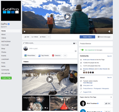 GoPro facebook page